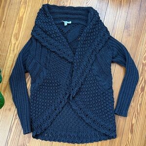 Autumn cashmere cotton charcoal gray open cardigan